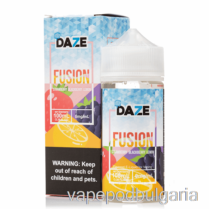 Vape 10000 Дръпки Iced Strawberry Blackberry Lemon - 7 Daze Fusion - 100ml 0mg